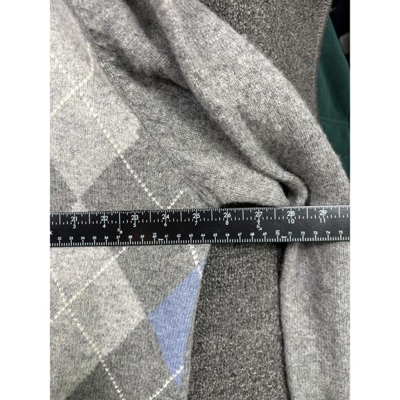 Jos. A. Bank Sweater Mens XL Gray Blue Argyle Lambswool Blend Crewneck Pullove - Picture 4 of 5